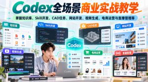 【无水印】Codex全场景商业实战教学，掌握知识库、Skill开发、CAD任务、网站开发、视频生成、电商运营与直播管理等-赚钱驿站