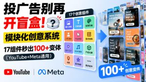 投广告别再开盲盒!模块化创意系统,17组件秒出100+变体(YouTube+Meta通用)【原创双语字幕】-赚钱驿站