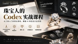 珠宝人的Codex实战课程｜JewelryDesign Codex安装入门、AI珠宝设计、爆款二创、多视图生成、电商精修海报全链路教学-赚钱驿站