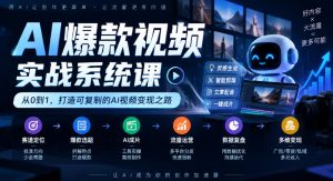 AI爆款视频实战系统课｜赛道定位、爆款选题、AI成片、流量运营、数据复盘、多维变现全链路教学-赚钱驿站