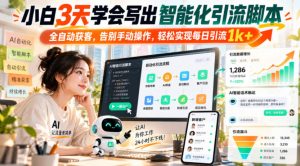 小白3天学会写出智能化引流脚本,全自动获客,告别手动操作,轻松实现每日引流1k+-赚钱驿站