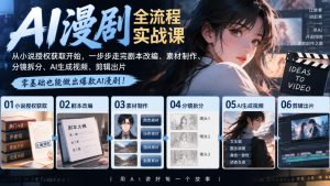 AI漫剧全流程实战课|从小说授权获取开始,一步步走完剧本改编、素材制作、分镜拆分、AI生成视频、剪辑出片全流程-赚钱驿站
