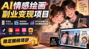 AI情感绘画副业变现项目｜零基础手机实操，情感搞笑短视频制作，多平台流量分成轻松賺副业收益-赚钱驿站