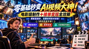 零基础秒变AI视频大神!电影级制作+接单变现全攻略,模板直接抄,无需任何技术经验!【原创双语字幕】-赚钱驿站