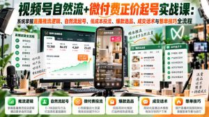 视频号自然流+微付费正价起号实战课:系统掌握直播推流逻辑、自然流起号、低成本投流、爆款选品、成交话术与憋单技巧全流程-赚钱驿站