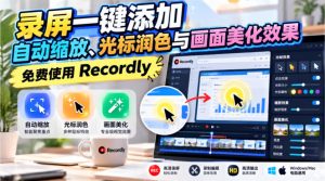 录屏一键添加自动缩放、光标润色与画面美化效果,免费使用Recordly-赚钱驿站