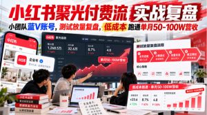 小红书聚光付费流实战复盘|小团队蓝V账号,测试放量复盘,低成本跑通单月50‑100W营收【文档】-赚钱驿站