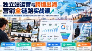 独立站运营与跨境出海营销全链路实战课,覆盖独立站运营、海外数字营销、业务数据分析和职业成长等多个方向,零基础到实战全面提升-赚钱驿站