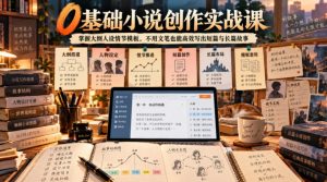 0基础小说创作实战课|掌握大纲人设情节模板,不用文笔也能高效写出短篇与长篇故事-赚钱驿站