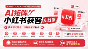 AI矩阵小红书获客实战课,覆盖图文笔记、短视频笔记制作,打通完整获客链路,搭建AI提效工作流,实现矩阵账号稳定引流获客-赚钱驿站