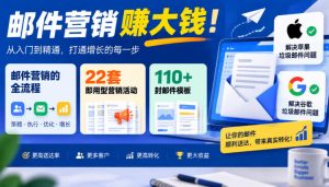 【无水印】邮件营销賺大钱!邮件营销的全流程,22套即用型营销活动与110+封邮件模板,还能解决苹果谷歌垃圾邮件问题【原创双语字幕】-赚钱驿站