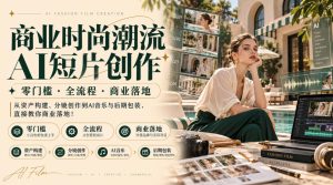 商业时尚潮流AI短片创作|零门槛・全流程・商业落地,从资产构建、分镜创作到AI音乐与后期包装,直接教你商业落地!-赚钱驿站