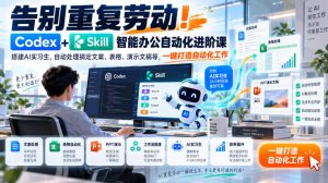 告别重复劳动!Codex+Skill智能办公自动化进阶课|搭建AI实习生,自动处理搞定文案、表格、演示文稿等,一键打造自动化工作-赚钱驿站