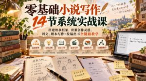 零基础小说写作14节系统实战课,搭建故事框架,积累创作灵感,网文、剧本写作+投稿出书全链路教学-赚钱驿站