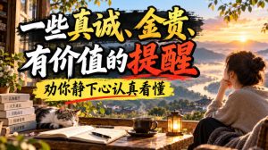 付费文章:一些真诚、金贵、有价值的提醒,劝你静下心认真看懂-赚钱驿站