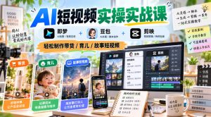 AI短视频实操实战课,即梦+豆包+剪映,轻松制作带货/育儿/故事短视频-赚钱驿站