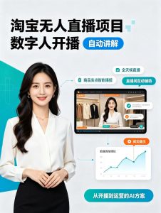 淘宝无人直播项目｜数字人直播带货AI解决方案，24小时无人值守开播，数字人自动讲解商品卖点，轻松赚取佣金【揭秘】-赚钱驿站