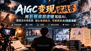 AIGC变现实战营，用影视底层逻辑驾驭AI，摆脱流水线质感，做出有感染力、可变现的AI短剧漫剧-赚钱驿站