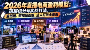 2026年直播电商盈利模型:顶层设计与实战打法,自然流、短视频连爆、达人打法全覆盖-赚钱驿站