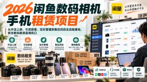 2026闲鱼数码相机手机租赁项目,从开店上架、引流获客、定价管理到售后风控全流程落地,抓住数码租赁蓝海风口-赚钱驿站
