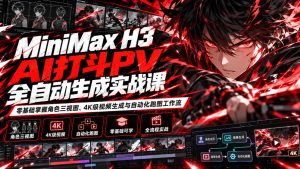 MiniMax H3 AI打斗PV全自动生成实战课:零基础掌握角色三视图、4K级视频生成与自动化跑图工作流-赚钱驿站