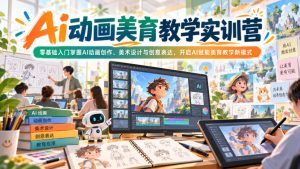 Ai动画美育教学实训营,零基础入门掌握AI动画创作、美术设计与创意表达,开启AI赋能美育教学新模式-赚钱驿站