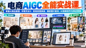 电商AIGC全能实战课:掌握AI商品套图、详情页设计、智能抠图换装、爆款图片复刻、AI视频创作与探店营销-赚钱驿站
