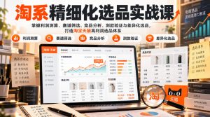 货架电商精细化选品实战课:掌握利润测算、赛道筛选、竞品分析、测款验证与差异化选品,打造淘宝天猫高利润选品体系-赚钱驿站