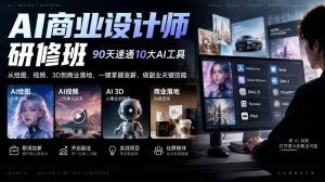 AI商业设计师研修班，90天速通10大AI工具，从绘图、视频、3D到商业落地，一键掌握涨薪、做副业关键技能-赚钱驿站