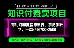 一单利润700-2.5k，有时间回信息就行，手把手带你做知识付费卖项目！一天稳定2-3单！【揭秘】-赚钱驿站
